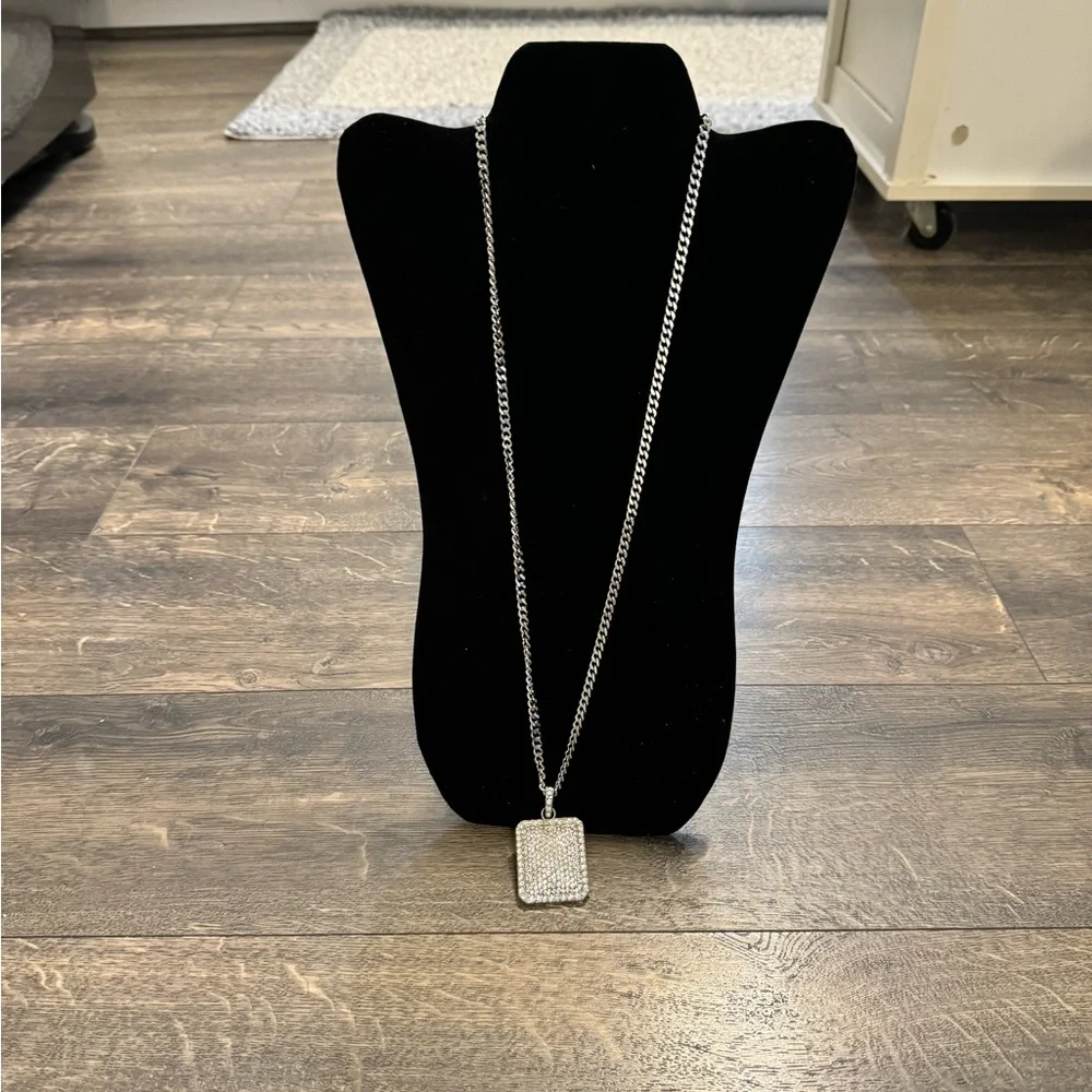Stainless Steel Thick Chain and Crystal Encrusted‎ Pendant NEW